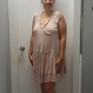Easel Light Pink Mini Dress With Ruffle Details